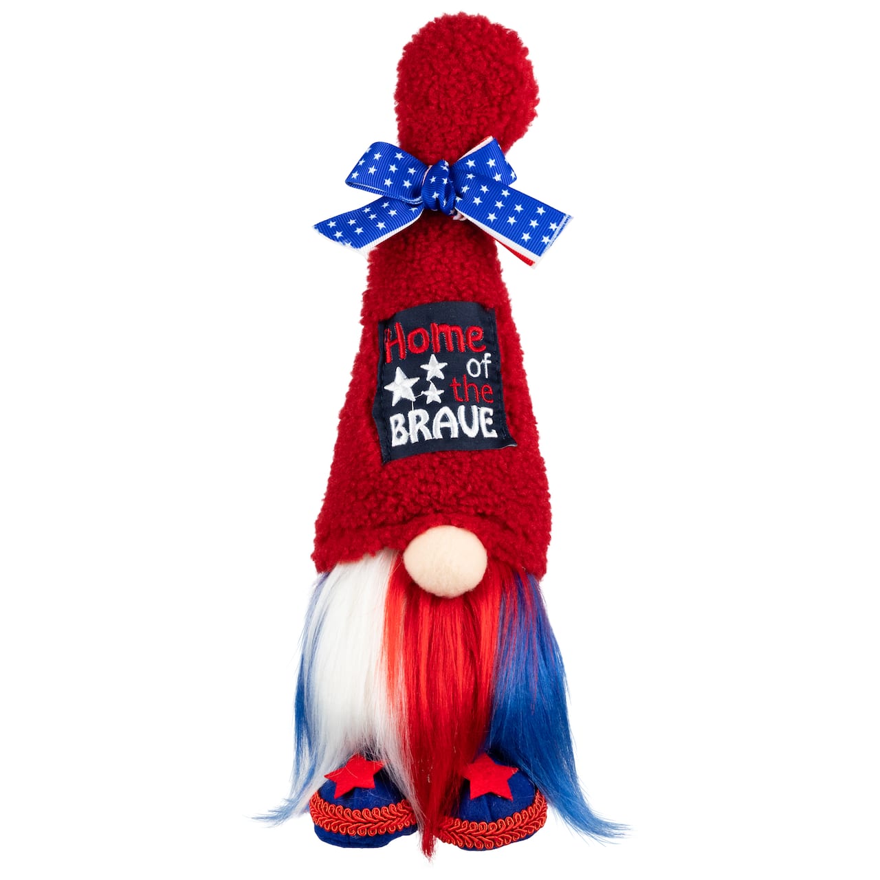 Home of the Brave Patriotic Gnome Decoration - 13" - Red and Blue